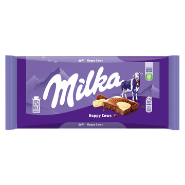 Milka Happy Cow Milk & White Chocolate Bar, 90g image