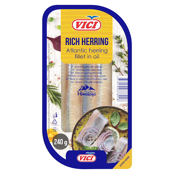 Vici Kosher Traditional Herring Fillets in Oil, 240g image