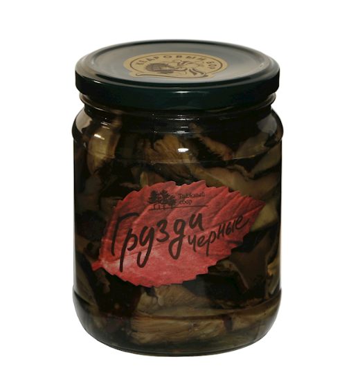Taezhny Sbor Salted Black Gruzdy Mushrooms, 500g image