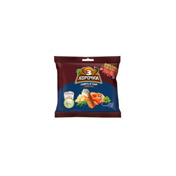Tri Korochki Salmon, Cheese & Tartar Sukhariki, 85g image