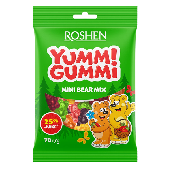 Roshen Yummi Gummi Mini Bear Mix Jelly Candies, 70g image