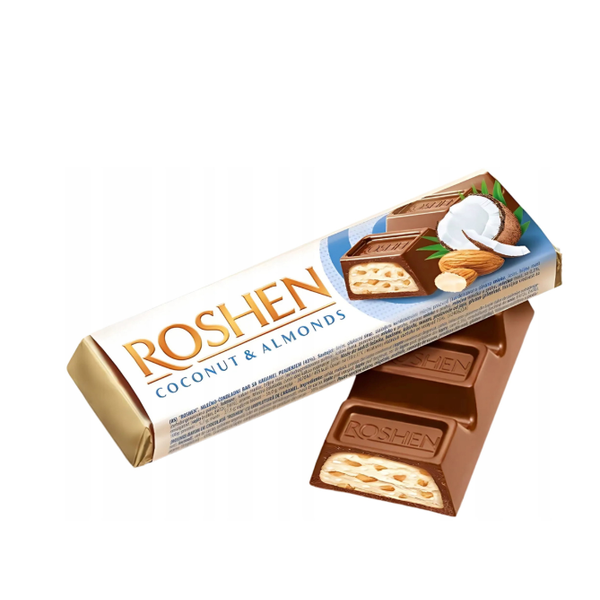 Roshen Milk Chocolate Bar Almond & Coconut Filling, 38g image