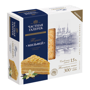 Chastnaya Gallereya Mille-Feuille Custard Cake, 300g