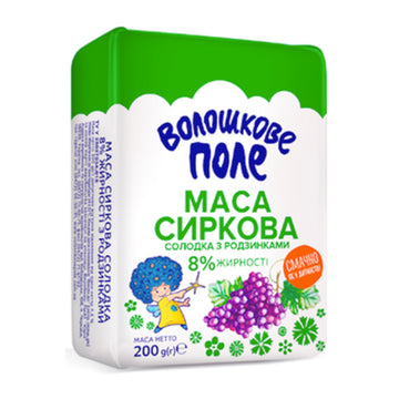 Voloshkove Pole Sweet Curd Tvorozhnaya Massa Raisins, 200g