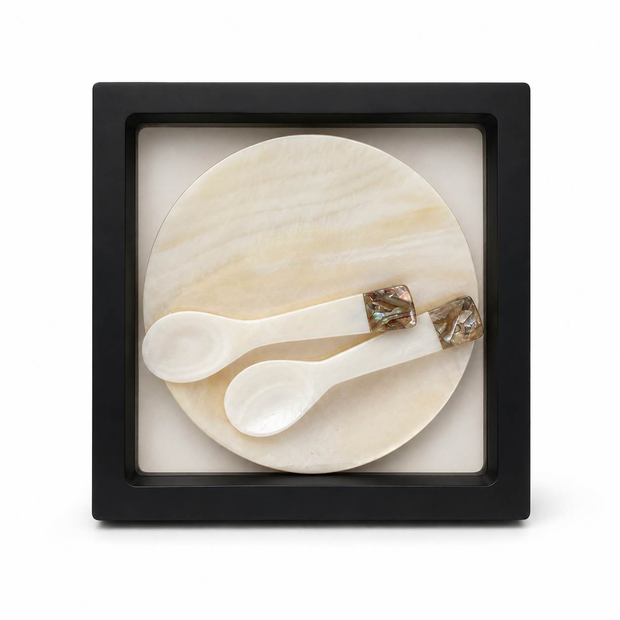 Mother of Pearl Shell Plate with 2 Caviar Spoons & Gift Box image