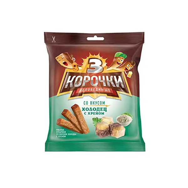 Tri Korochki Sukhariki Kholodets & Horseradish, 100g image