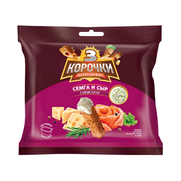 Tri Korochki Sukhariki Salmon & Cheese, 40g image