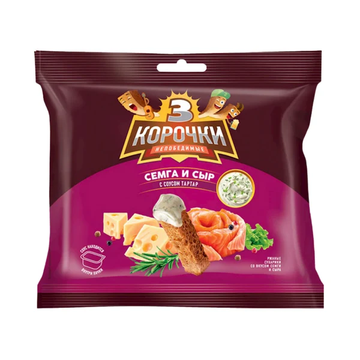 Tri Korochki Sukhariki Salmon & Cheese, 40g image