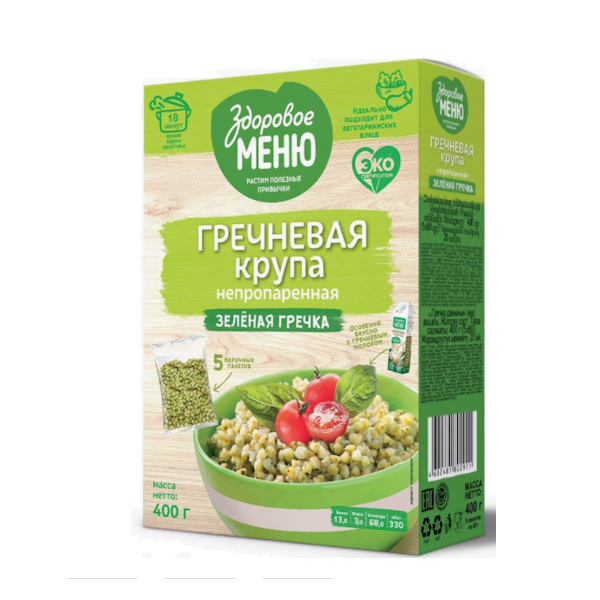 Zdorovoe Menu Green Buckwheat, 5 x 80g (400g) image