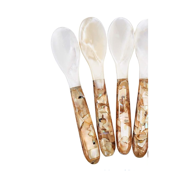 Mother of Pearl Caviar Spoon Green & Black Abalone, 5in image