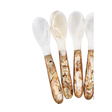 Mother of Pearl Caviar Spoon Green & Black Abalone, 5in image