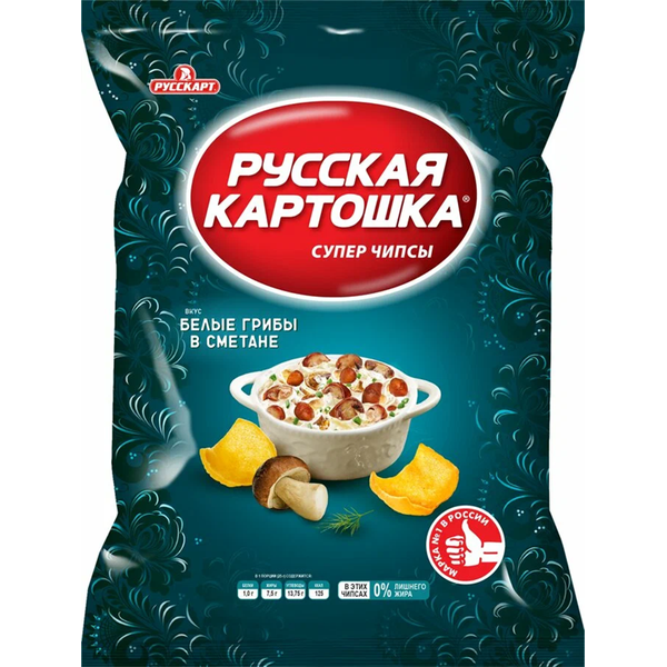 Russkaya Kartoshka Potato Chips White Mushroom, 105g image