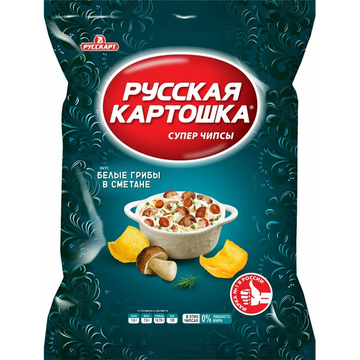 Russkaya Kartoshka Potato Chips White Mushroom, 105g image