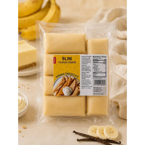 LetMeCook Banana Cheesecake Blini Crepes, Prepacked image