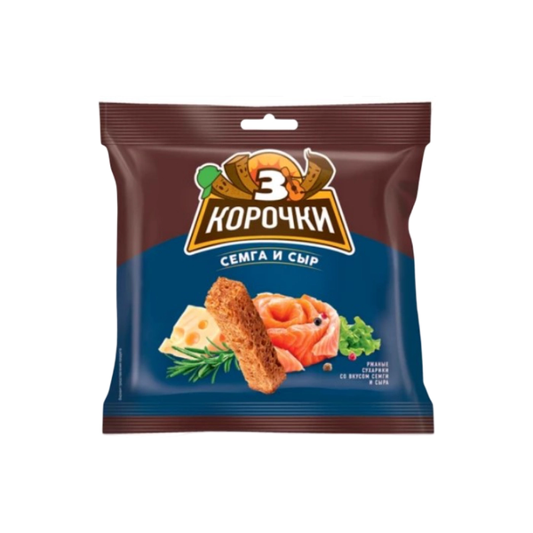 Tri Korochki Sukhariki Salmon & Cheese, 100g image