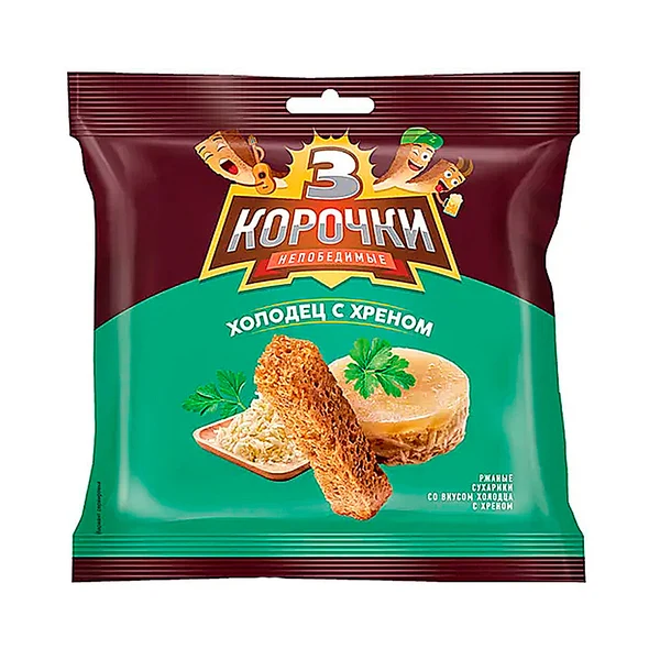 Tri Korochki Sukhariki Kholodets & Horseradish, 40g image