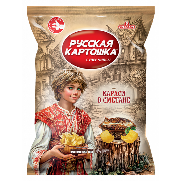 Russkaya Kartoshka Crucian Carp & Sour Cream Chips, 105g image