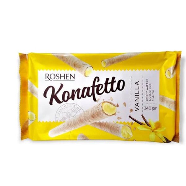 Roshen Konafetto Vanilla Wafer Rolls, 140g image