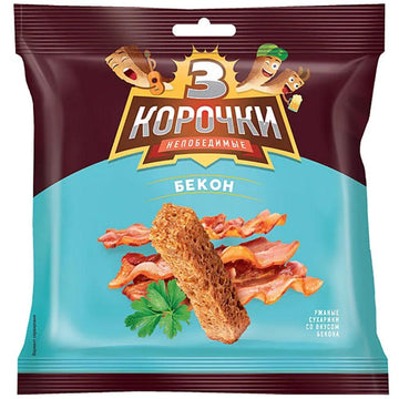 Tri Korochki Sukhariki Bacon, 40g
