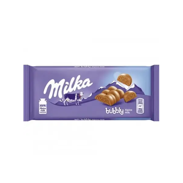 Milka Alpine Milk Bubbly Chocolate Bar, 90g image