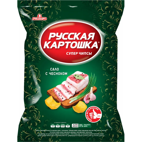 Russkaya Kartoshka Salo & Garlic Potato Chips, 105g image