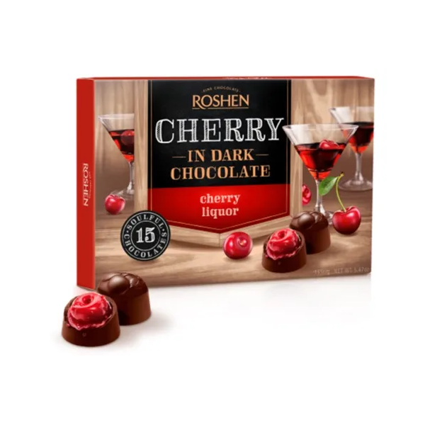Roshen Cherry Dark Chocolate with Liquor, 155g image