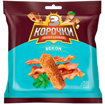Tri Korochki Sukhariki Bacon, 100g
