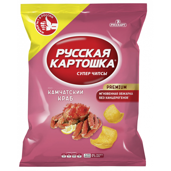 Russkaya Kartoshka Potato Chips with Crab, 140g image