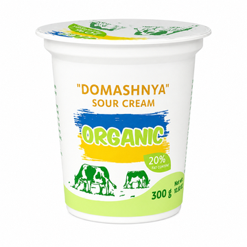 Organic Ukrainian Domashnya Sour Cream 20%, 300g image