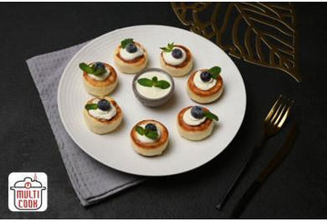 Syrniki (Farmer's Pancakes) - Quail Eggs and Raspberries image