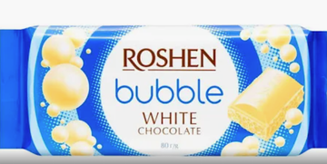 Chocolate Aerated WHITE Bubble , Roshen - 80gr